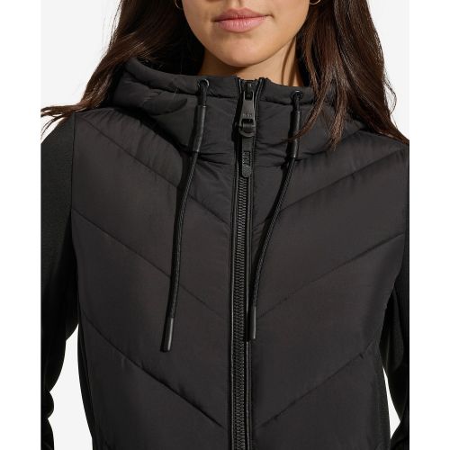 DKNY Womens Hooded Scuba Packable Puffer Coat