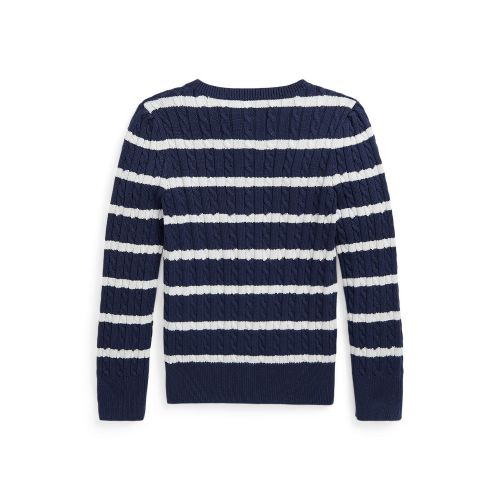 폴로 랄프로렌 Toddler and Little Girls Striped Mini-Cable Cotton Cardigan Sweater
