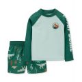 Toddler Boys Roar-Some Rash Guard Top and Dinosaur-Print Swim Shorts 2 Piece Set