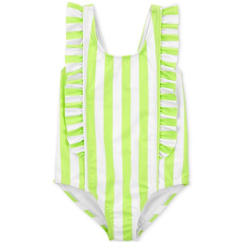 카터스 Toddler Girls Striped Ruffled One-Piece Swimsuit