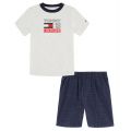 Toddler Boys Short Sleeve Heather Logo T-shirt and Plaid Shorts 2 Piece Set