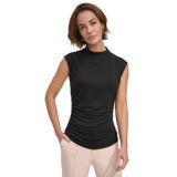 Petite Ruched High-Neck Sleeveless Top
