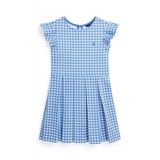 Toddler and Little Girls Gingham Ruffled Ponte Fit and Flare Dress