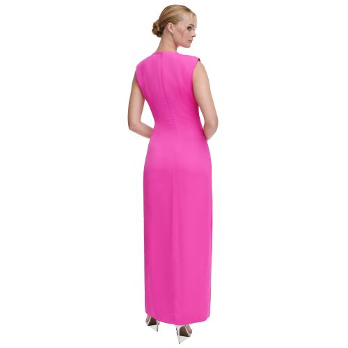 DKNY Womens V-Neck Side-Knot Sleeveless Gown