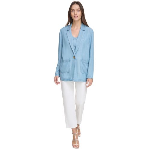 DKNY Womens One-Button Long-Sleeve Jacket