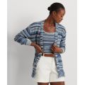 Womens Striped Belted Cardigan