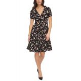 Womens Floral-Print Ruched Sleeve Dress