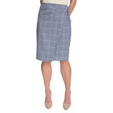 Womens Printed Faux-Wrap Buckle-Trim Skirt