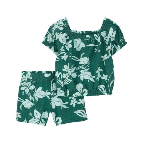 카터스 Baby Girls Floral Cotton Top and Shorts 2 Piece Set