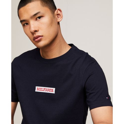타미힐피거 Mens Monotype Box Logo Short Sleeve Crewneck T-Shirt