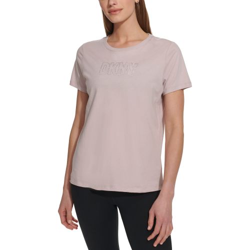 DKNY Womens Cotton Embellished-Logo T-Shirt