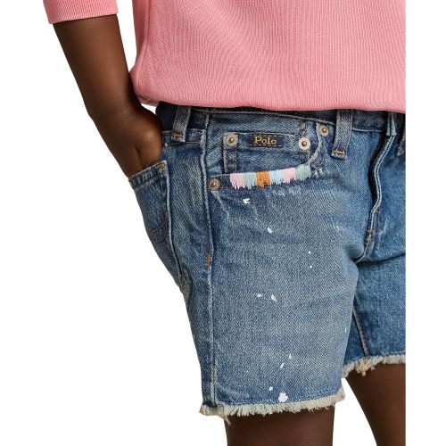 폴로 랄프로렌 Toddler and Little Girls Paint-Splatter-Print Cotton Denim Shorts