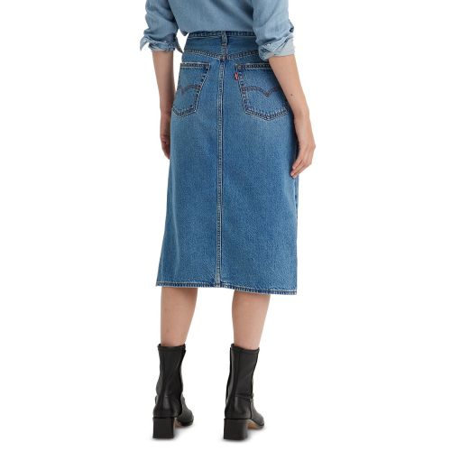 리바이스 Womens Side-Slit Denim Midi Skirt