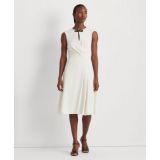 Womens Faux-Leather-Buckle A-Line Dress