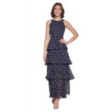 Womens Dot-Print Tiered Maxi Dress