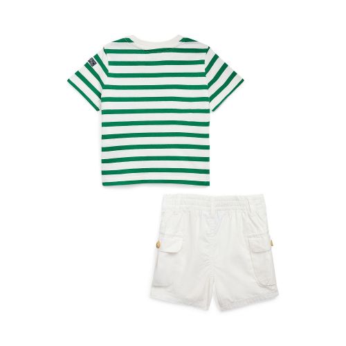 폴로 랄프로렌 Baby Boys Striped Cotton T-shirt and Cargo Shorts Set