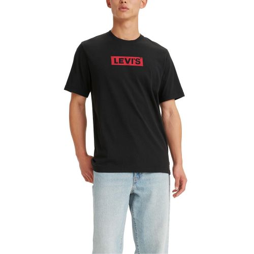 리바이스 Mens Relaxed Fit Box Tab Logo Crewneck T-shirt