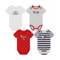 Baby Girls Pattern Logo Short Sleeve Bodysuits Pack of 4