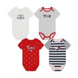 Baby Girls Pattern Logo Short Sleeve Bodysuits Pack of 4