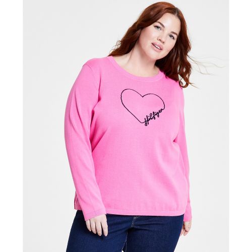 타미힐피거 Plus Size Heart Outline Sweater