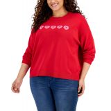 Plus Size Long-Sleeve Heart Sweater