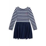 Toddler and Little Girls Striped Stretch Ponte Dress
