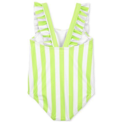 카터스 Toddler Girls Striped Ruffled One-Piece Swimsuit