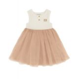 Little Girls One Piece Fit-and-Flare Sleeveless Ribbed and Tulle Dress