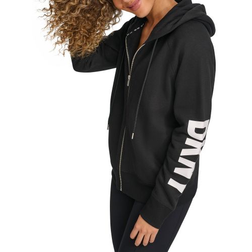 DKNY Womens Exploded-Logo Front-Zip Hoodie