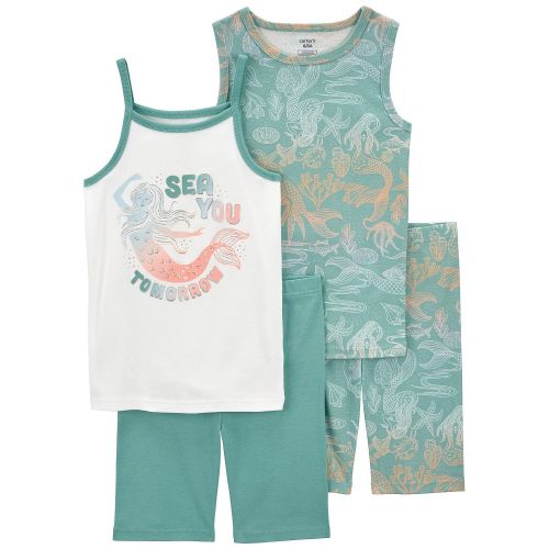 카터스 Little Girls Mermaid Snug Fit Cotton Pajama 4 Piece Set