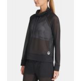 Sports Womens Honeycomb Mesh Funnel-Neck Pullover Top