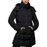 Petite Faux-Leather-Trim Hooded Puffer Coat