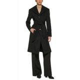 Womens Button-Front Belted Coat