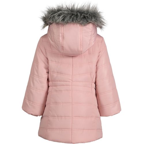  Baby Girls Aerial Longline Faux Fur Hooded Jacket