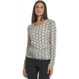 Womens Geometric-Print Ruched Square-Neck Top