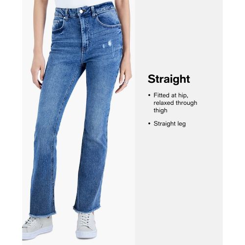 DKNY Womens High-Rise Slim Straight Jeans