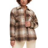 Womens Plaid Buttoned Zip-Front Shacket