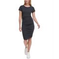 Womens Ruched Short-Sleeve Dress
