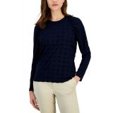 Womens Pleated-Shoulder Heart-Texture Top