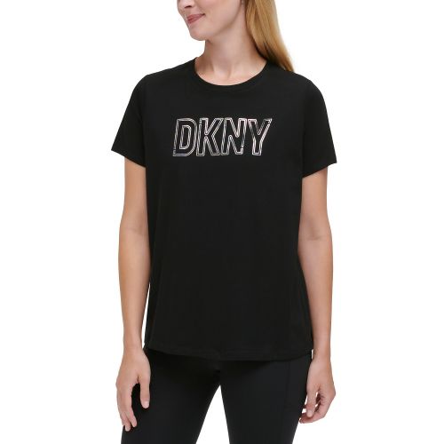 DKNY Womens Cotton Holographic Logo Short-Sleeve T-Shirt