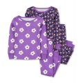Toddler Girls Flowers and Butterflies 100% Snug-Fit Cotton Pajamas 4 Piece Set
