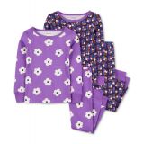 Toddler Girls Flowers and Butterflies 100% Snug-Fit Cotton Pajamas 4 Piece Set