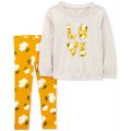Toddler Girls 2-Pc. Love Printed Long-Sleeve Top & Floral-Print Pants Set