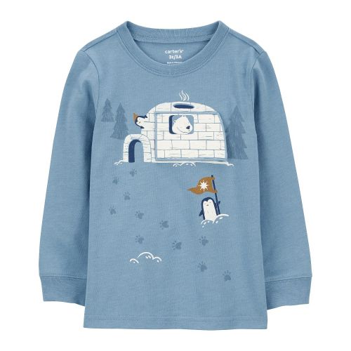 카터스 Toddler Boys Polar Bear Igloo Jersey T-shirt
