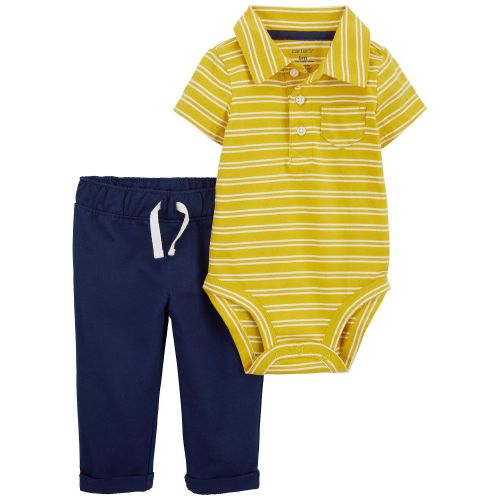 카터스 Baby Boys Striped Polo Bodysuit and Pants 2 Piece Set