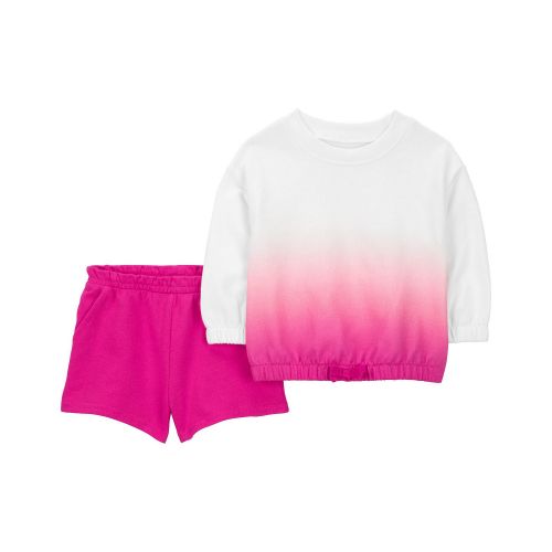 카터스 Baby Girls Dip Dye Sweatshirt and Shorts 2 Piece Set