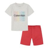 Toddler Boys Repeat Logo V-neck T-shirt and Twill Shorts
