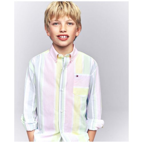 타미힐피거 Little Boys Prep Stripe Long Sleeve Shirt