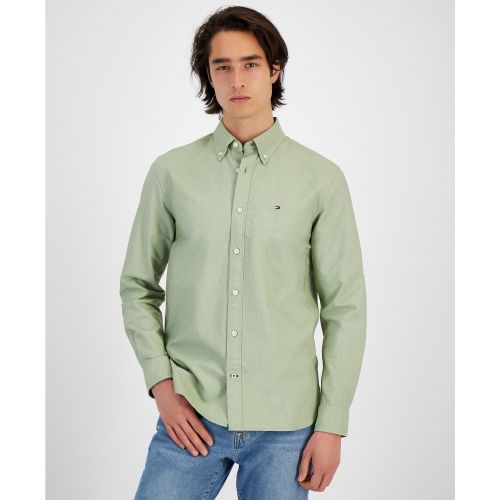타미힐피거 Mens Custom Fit New England Solid Oxford Shirt