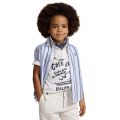 Toddler and Little Boys Striped Linen Short-Sleeve Shirt